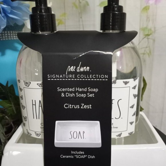 Rae Dunn Citrus Zest Scented Hand Soap Dish Set - Picture 2 of 6